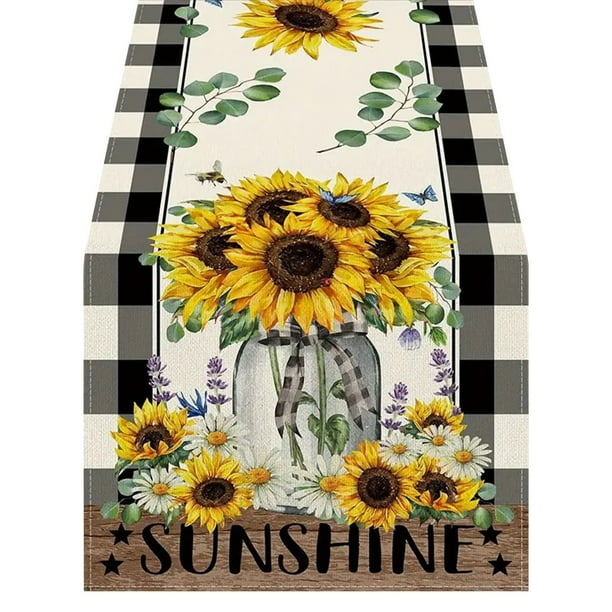 Xihbxyly Mantel de Girasoles, Funda de Lino con Vibrante Diseño Floral, Tela Resistente a Las Manchas, Varios Tamaños, Decoración para Comedores y Reuniones Familiares, Fácil de Limpiar.