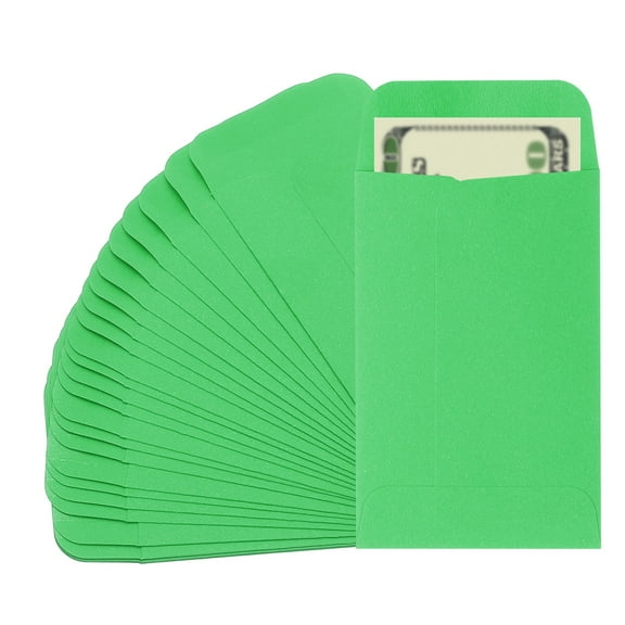 Uxcell Money Envelope, 25 Pcs 3.5" x 2.2" Cash Holder for Checks Coins, Deep Green
