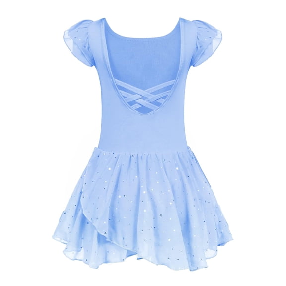 Arshiner Girls Ruffle Sleeve Ballet Dance Dress Tutu Skirted Leotard