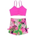 thumbnail image 3 of iiniim Girls 2Pcs Swim Top with Floral Print Swimming Shorts Swimsuit Athletic Summer Beachwear Hot Pink 7-8, 3 of 7