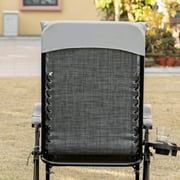 Resenkos Padded Zero Gravity Chair, Folding Recliner Chair with Cup Holder Cushion, Gray