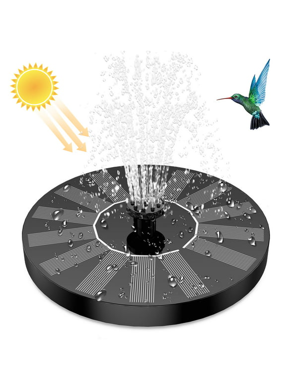 AISITIN 1.5W Solar Fountain Pump, Newly Upgraded with 6 nozzles Solar Bird Bath Fountain, Suitable for Ponds, Gardens, Bird Baths, Fish Tanks, Outdoor Independent Solar Water Pump Floating Fountains