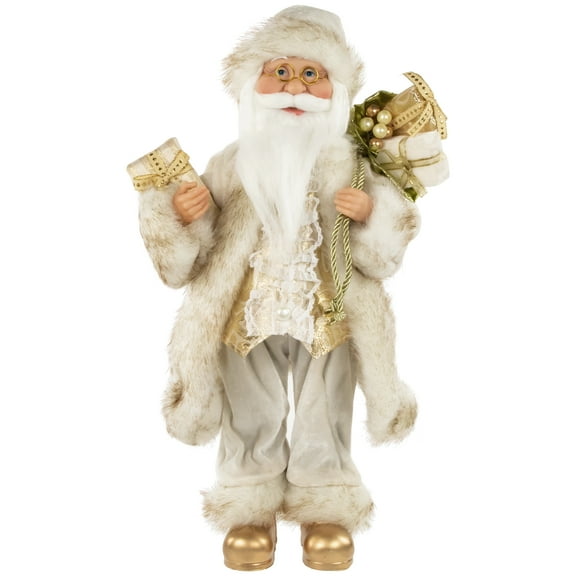 Northlight 24" White and Ivory Santa Claus with Gift Bag Christmas Figure