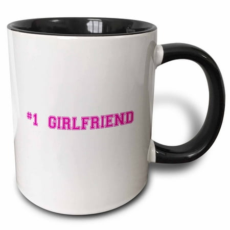 3dRose #1 Girlfriend - Number One Best girlfriend - Romantic couple gifts dating anniversary Valentines day - Two Tone Black Mug, (Best Romantic Games For Couples)