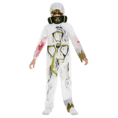 White and Green Biohazard Suit Boy Child Halloween Costume -