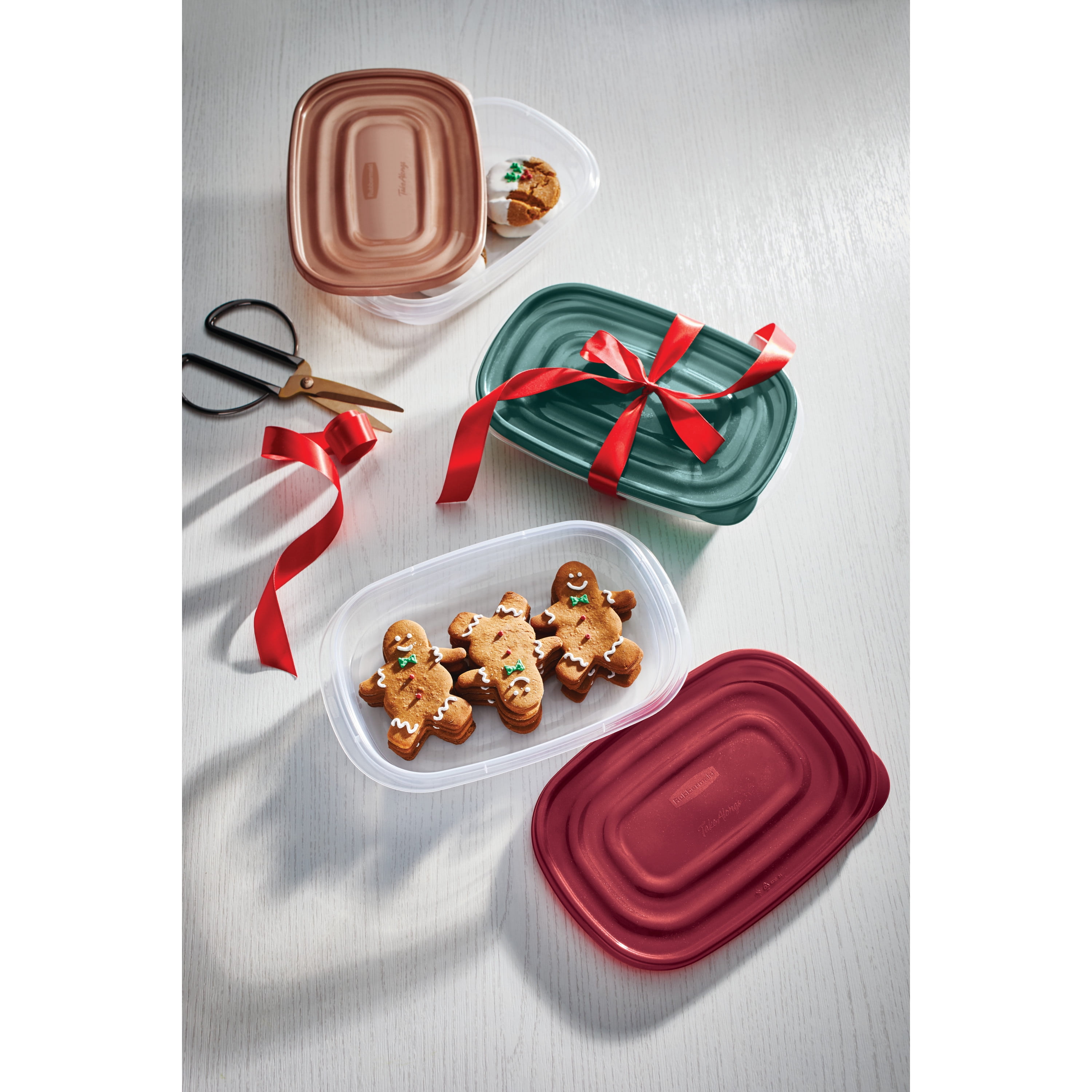 Rubbermaid Take Alongs 2 Pack Gold Holiday Wedding Cookie Storage