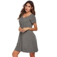 thumbnail image 5 of FEREMO Women's Summer Sleepwear Sleep Shirt Short-Sleeved Pocketed Modal Pullover Button Night Dress, 5 of 5