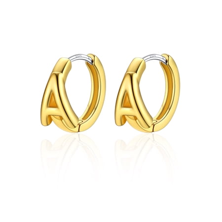 Silvora Initial Huggie Hoop Earrings for Women 14K Gold Plated Letter A Hoop Earrings with 925 Sterling Silver Post, Personalized Small Hypoallergenic Alphabet Jewelry Gifts for Daughter Birthday