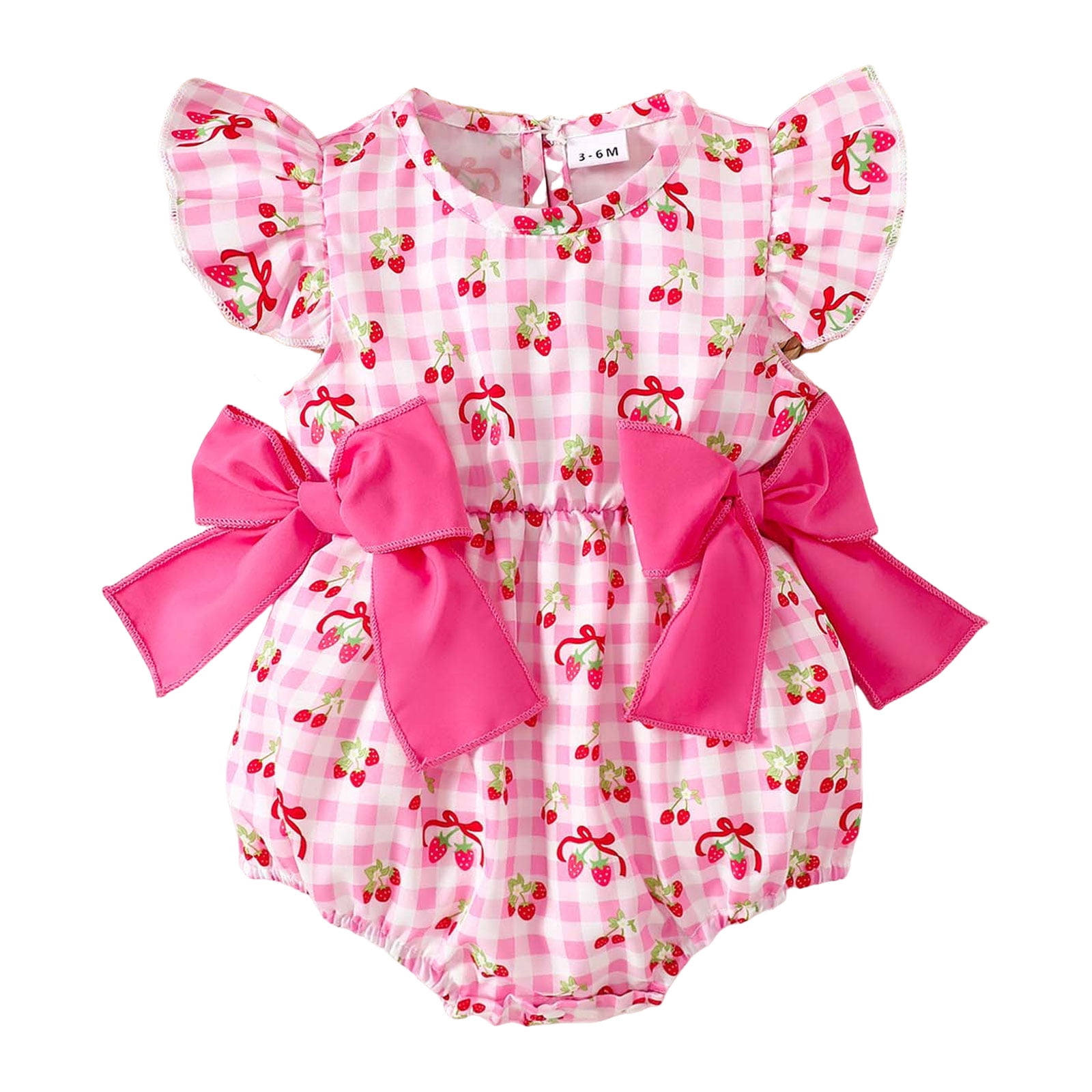 Karoyedx Infant Rompers Ruffle Bubble Romper for Baby Girl One-Piece Shorts Jumpsuit Summer Outfit & Dress for Infants Red Size,0-3 Months