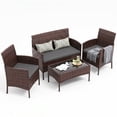 thumbnail image 7 of Tappio 4 PCS Outdoor Rattan Furniture Patio Conversation Set, Wicker Sofa Garden Conversation Bistro Sets for Yard, Pool or Backyard, Brown/Dark Gray, 7 of 7