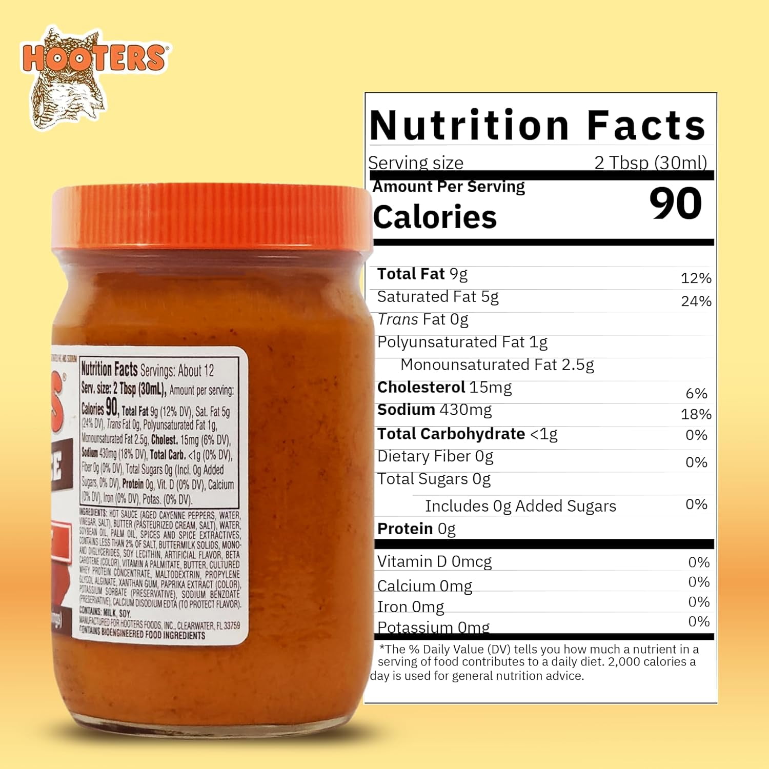 Hooters The Original Wing Sauce Hot, 2-Pack 12 fl. oz. Jars