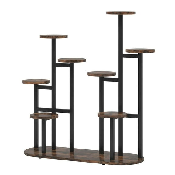 Spaco Multi-Tiered Plant Stand, 11 Potted Plant Shelf Flower Stands for Indoor as Home, Office, Brown & Black