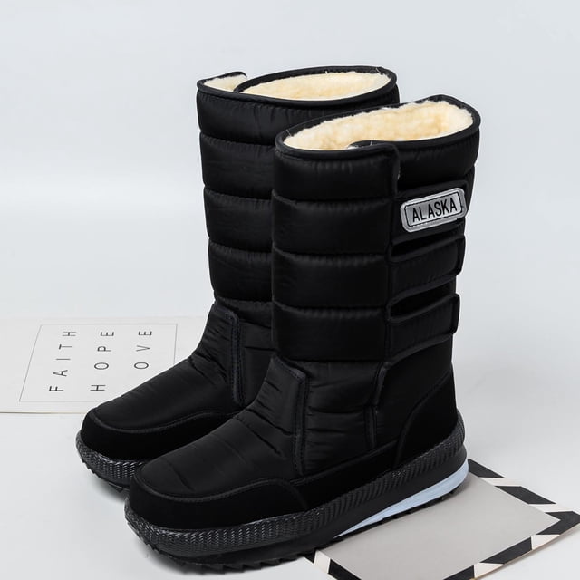 Botas de nieve de invierno para hombre, botas de moto impermeables de felpa gruesa con plataforma, zapatos cálidos a media pantorrilla Wmkox8yii 123q704