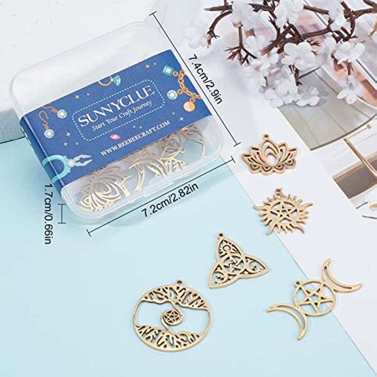  SUNNYCLUE 1 Box 16Pcs 8 Styles Real 14K Gold Plated