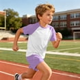 thumbnail image 6 of Girls Summer 2 Piece Outfits Short Sleeve T Shirts Top and Shorts Set Kids Clothing Sets with Pockets Teen Soft Comfy Athletic Casual Sets Sportswear Purple 11-12 Years, 6 of 7