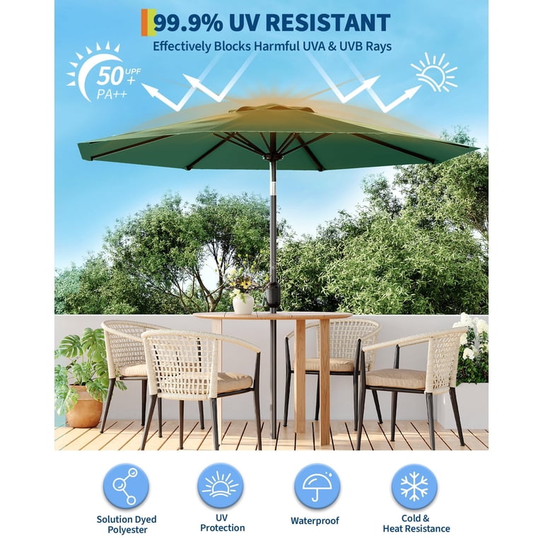 100 uv protection patio umbrella Grey Base providing ample shade for dining tables Outsunny Patio Umbrella, UPF 30+