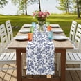 thumbnail image 4 of Blue Flower Short Table Runner 36 Inches Long,Spring Leaf Vintage Farmhouse Boho Plant Cotton Linen Table Runners Dresser Scarves,Fabric Tabletop Scarf Furniture Cover for Home Dinner Party 13"x36", 4 of 9