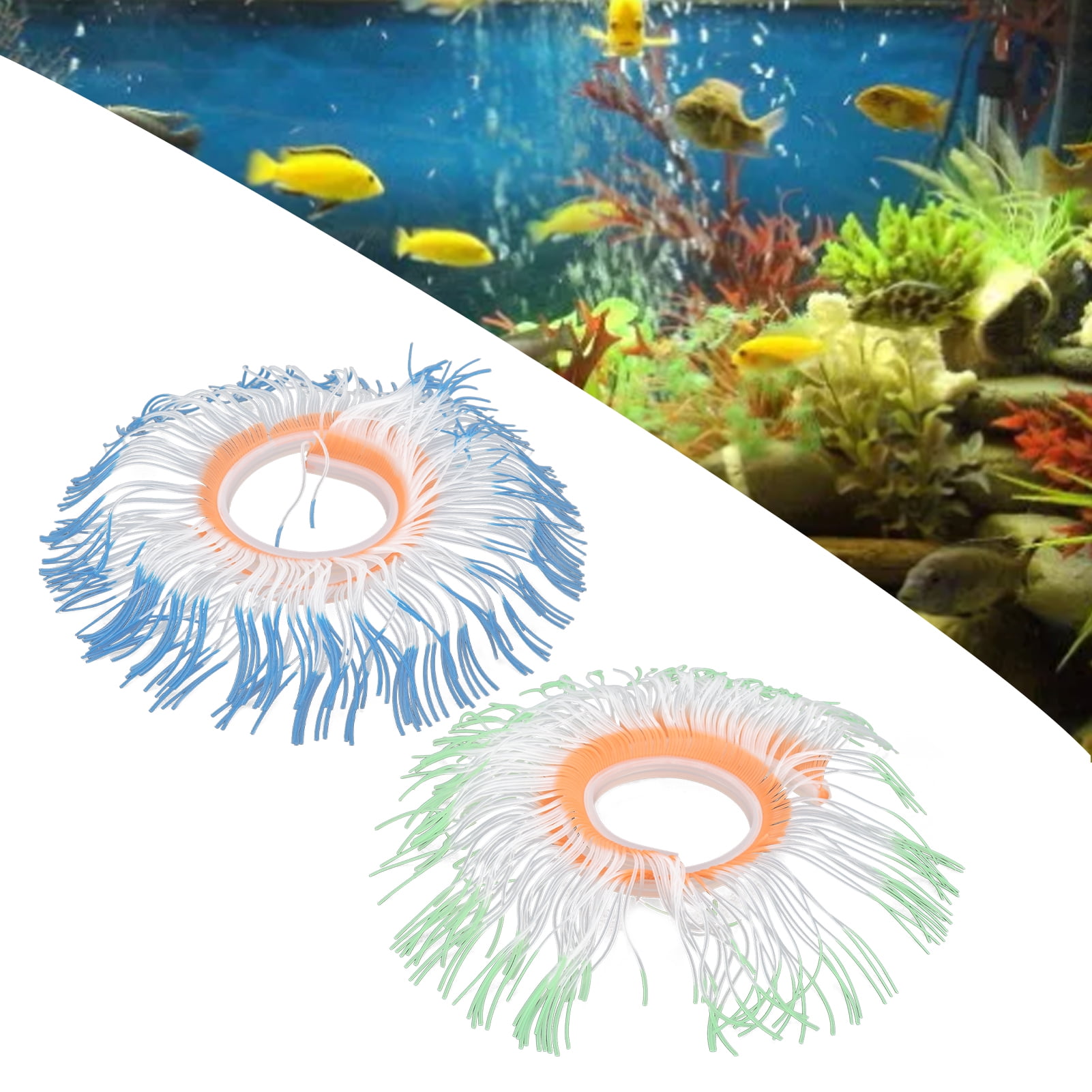 Garosa 2pcs Aquarium Fluorescent Coral Silicone Anemone Plant Decor Aquarium Fish Tank Walmart Com