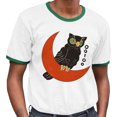 thumbnail image 2 of Vintage Halloween Owl Ringer Tee Shirt Unisex Medium White/Kelly Green, 2 of 5