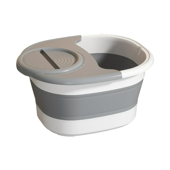JilgTeok 1 Packs Foldable Foot Spa Bath Bucket with Massage Bumps, Portable Foot Soaker with Lid and Handle for Home Use, Travel & Camping