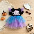 thumbnail image 5 of WIBACKER 6M-4Y Baby Girls Ghost Skeleton Halloween Dress Colorful Ruffle Short Sleeve Tulle Dresses Kids Halloween Costume, 5 of 9
