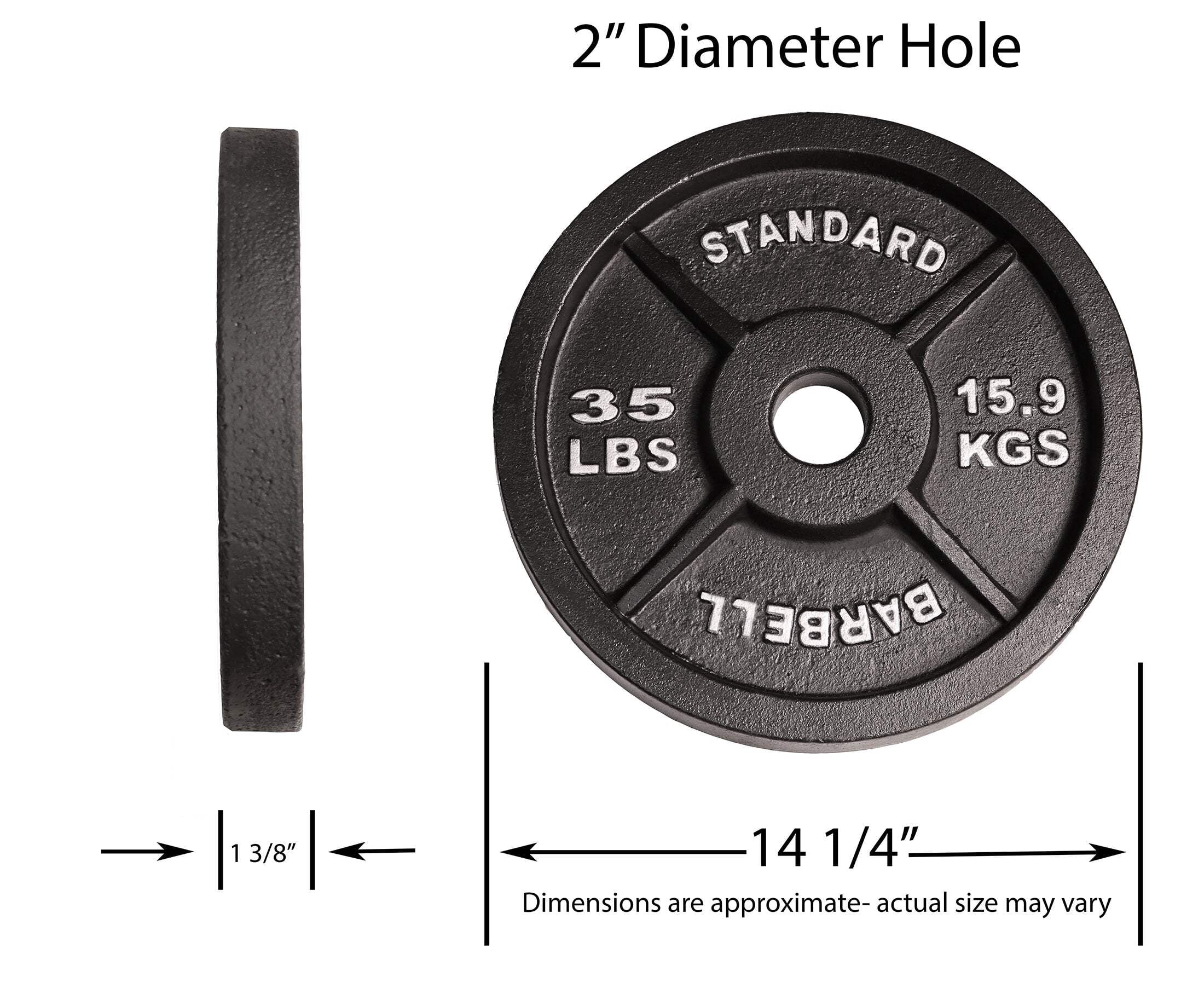 Deltech Fitness 35 lb Olympic Weight Plate Pair, Cast Iron