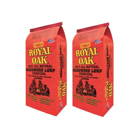 Royal Oak BBQ All Natural Premium 8 Pound Bag Lump Charcoal Starter (2 Pack)