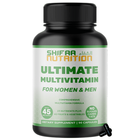 Shifaa Nutrition Halal Ultimate Multivitamin for Adults with 70  Nutrients, 42 Fruits & Veggies – Non-GMO Daily Supplement | 90 Counts