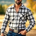 thumbnail image 2 of Yutgune Mens Plus Size Western Shirt Plaid Flannel Shirt For Men Country Casual Button Down Shirt, 2 of 7