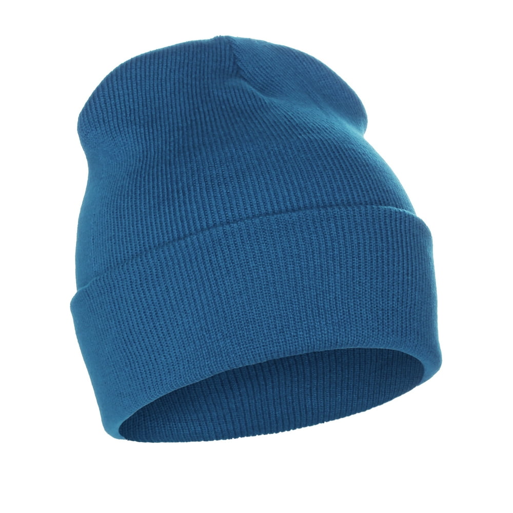 Classic Plain Cuffed Beanie Winter Knit Hat Skully Cap, Turquoise