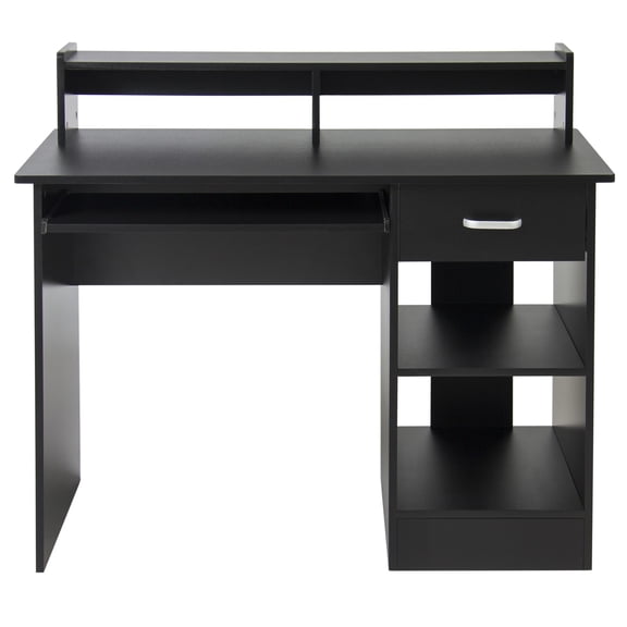 WSWJY Black Computer Desk, Multipurpose Writing Study Gaming Workstation with Storage Drawer, Simple Home Office Laptop Table
