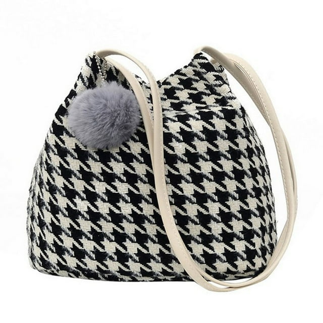 Women Shoulder Purse Fashion Lattice All-match Bucket Bag Shoulder Handbag