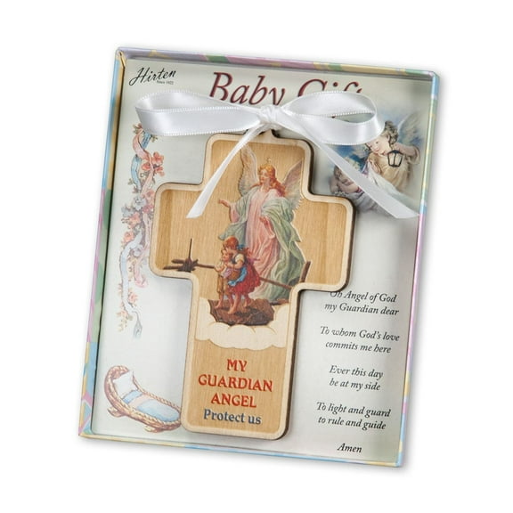 3-3/8" x 5" Laser Cut Wood Guardian Angel Cross