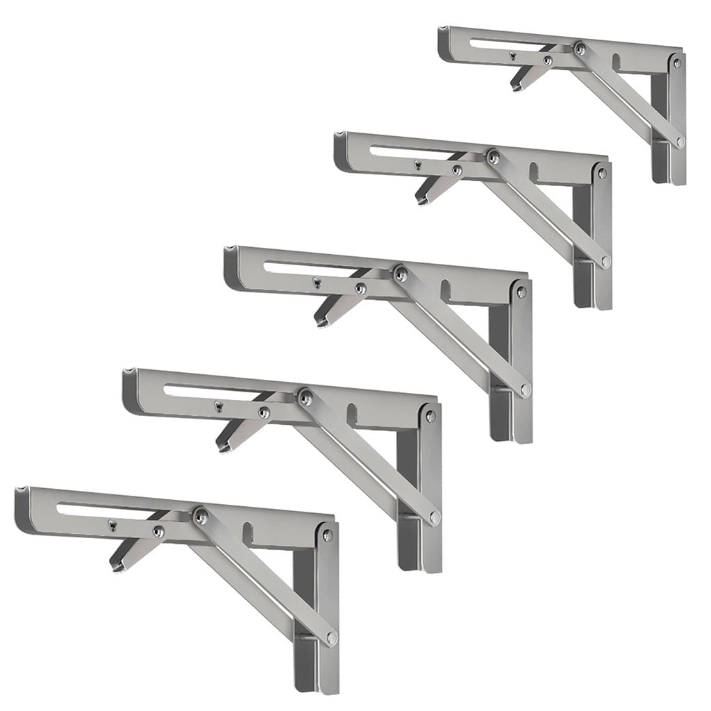 1 Pair Folding Shelf Brackets L-Angle Wall Mounted Brackets Metal Shelf Brackets & Supports Floating Shelf Hardware