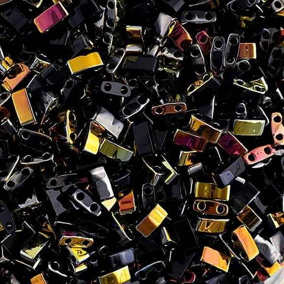 Miyuki Half Tila Cut 5x2.3mm (5.2g) 2-Hole Beads Opaque Black Marea HTL4560