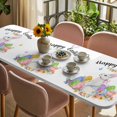 thumbnail image 3 of Easter Table Cloths for 8 Foot Rectangle Tables, Spring Watercolor Easter Eggs Bunny Flower Patio Waterproof Elastic Fitted Tablecloths, Washable Rectangular Table Cover for Camping, 3 of 8