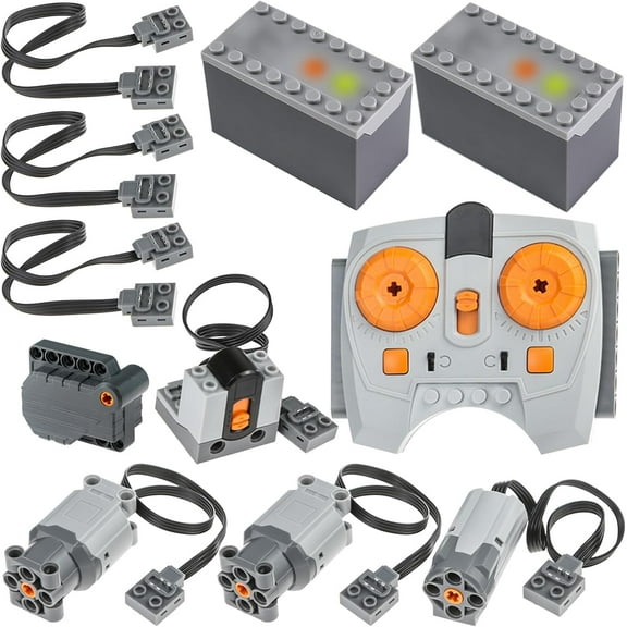 11pcs Power Function Motor Set, Compatible with Technic Parts Kit, Including M/L-Motors AA-Battery-Box(8881) Remote-Control for MOC Building Block.