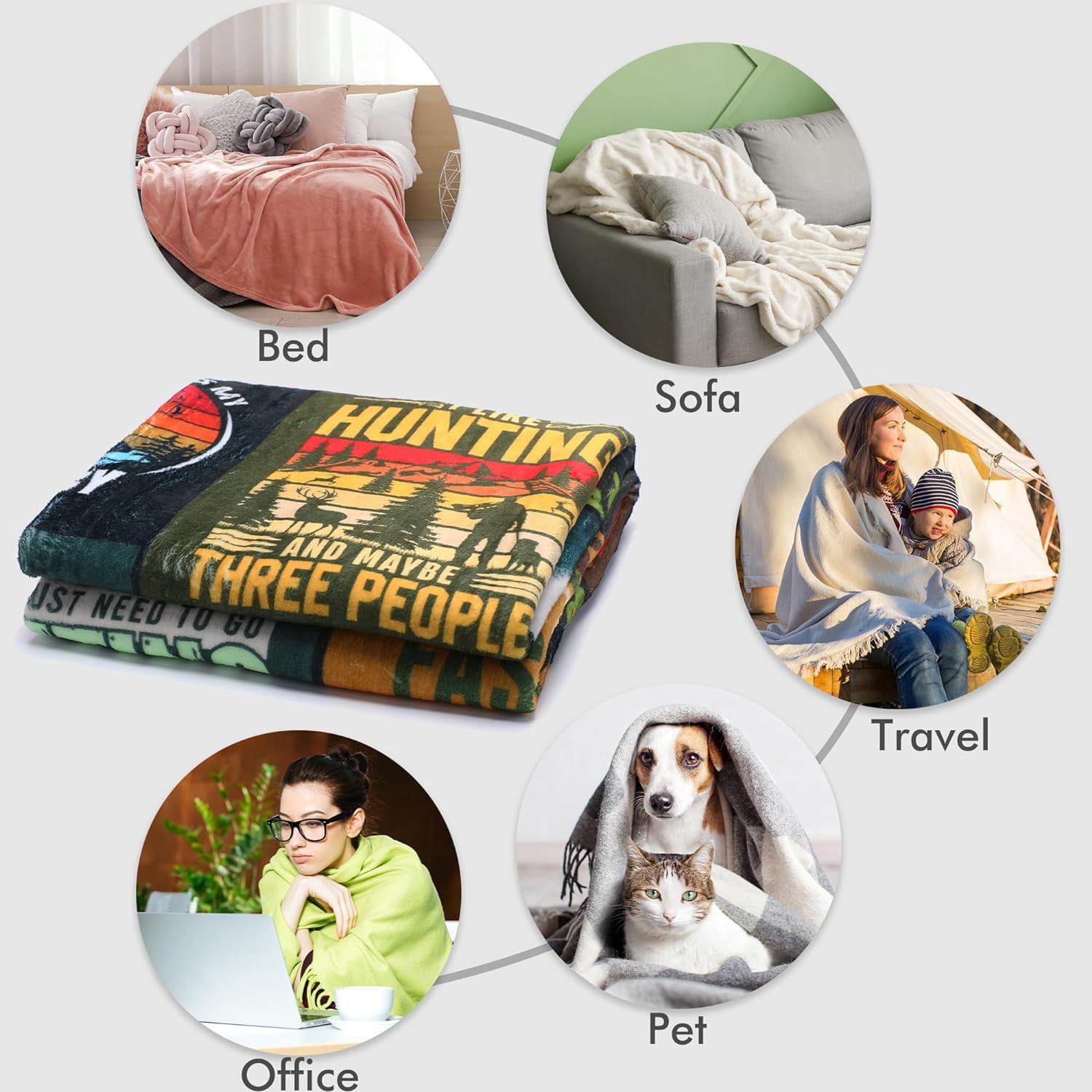Hunting Gifts Men Hunter Blanket - Hunting Gifts for Men, Unique Gifts for Hunters Dad Boys, Throw Gift for Deer Hunting Lover, Funny Mens Hunting Blankets Gift 50"x60"
