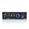 thumbnail image 3 of Pyle PCAU48BT - Bluetooth Mini Blue Series Stereo Power Amplifier, 2 x 120 Watt, USB Charge Port, USB/SD Memory Card Readers, RCA and AUX (3.5mm) Input Connector Jacks, Remote Control, 3 of 5