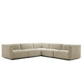 thumbnail image 2 of Modway Conjure Channel Tufted Upholstered Fabric 5-Piece L-Shaped Sectional in Black Beige, 2 of 10