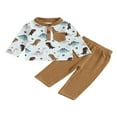 thumbnail image 1 of Infant Baby Boy Outfits Dinosaur Buttons Pocket Long Sleeve Tops Solid Color Long Pants 2Pcs Set Fall Clothes, 1 of 7