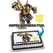 Transformers Bumblebee Edible Cake Topper Personalized Birthday 1/4 Sheet Decoration Custom Sheet Birthday Frosting Transfer Fondant Image-