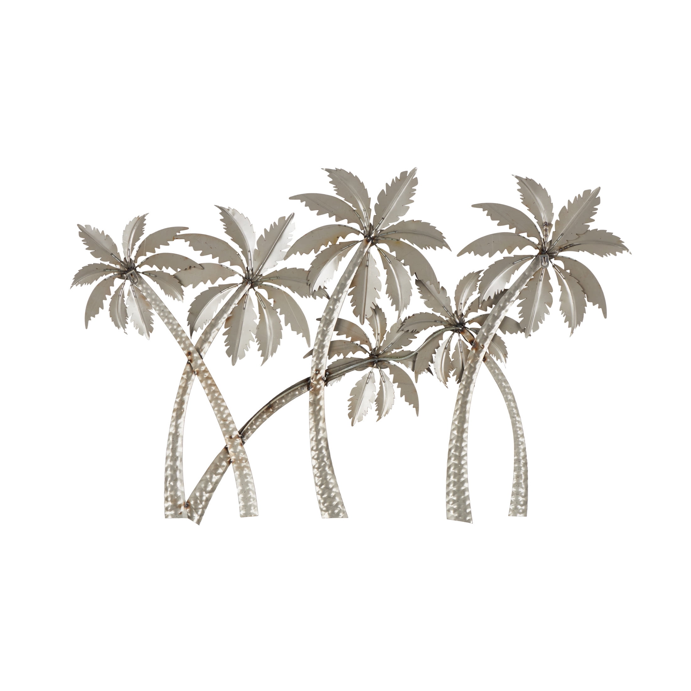 DecMode Copper Stainless Steel Metal Slanted Tree Wall Decor with Red and Yellow Accents