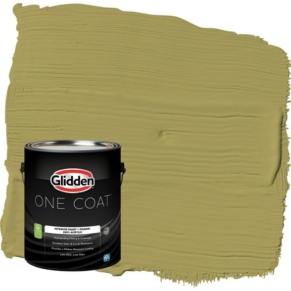 Glidden One Coat Loveliest Leaves / Green Flat Interior Paint with Primer, 1 Gallon