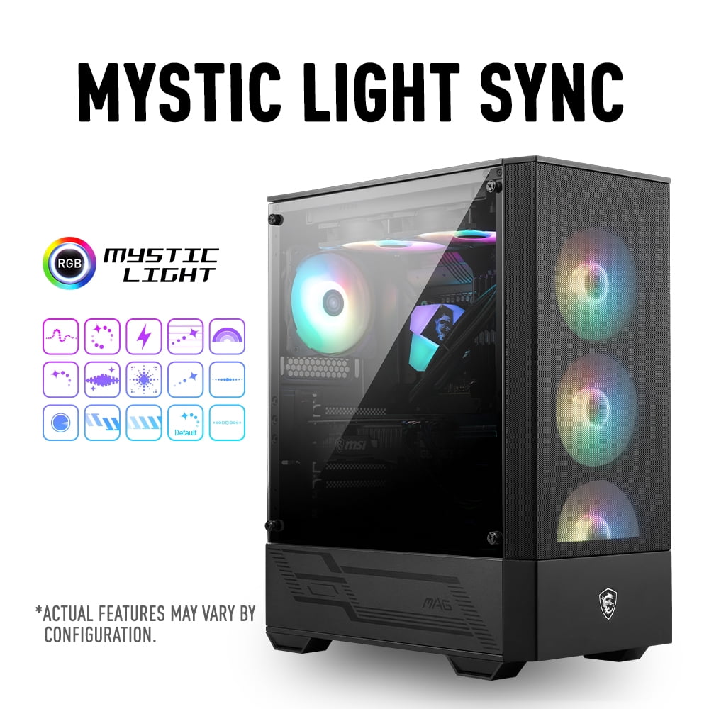 MSI MAG FORGE 112R WMT ARGB Mid-Tower ATX PC Case - 4X Pre-installed Fans, High Airflow, Magnetic Dust Filter, Tool-less Side Panel, Black