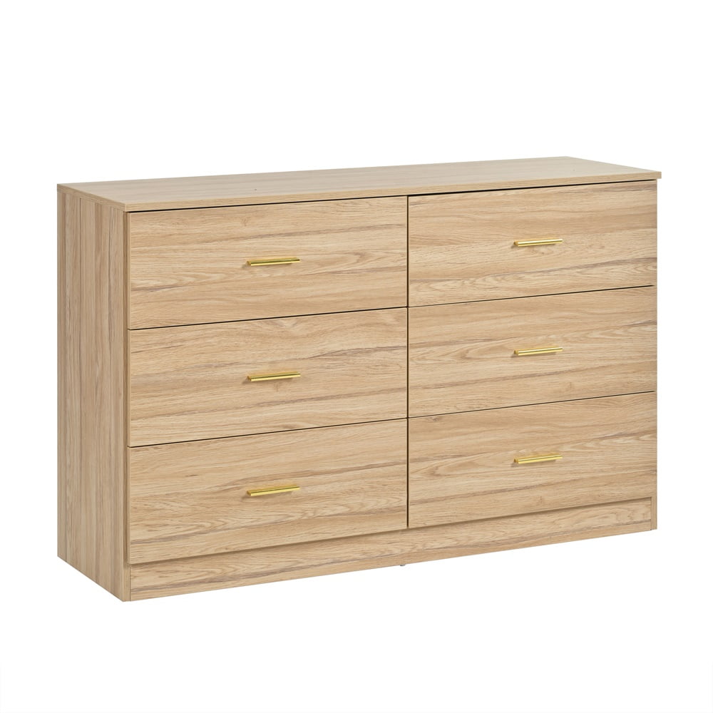 MAYEERTY Modern Natural 6-Drawer Dresser for Bedroom, Wide Chest with Ample Storage, Sturdy & Safe