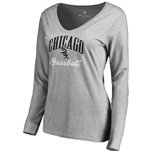 Women's Ash Chicago White Sox Victory Script Long Sleeve T-Shirt
