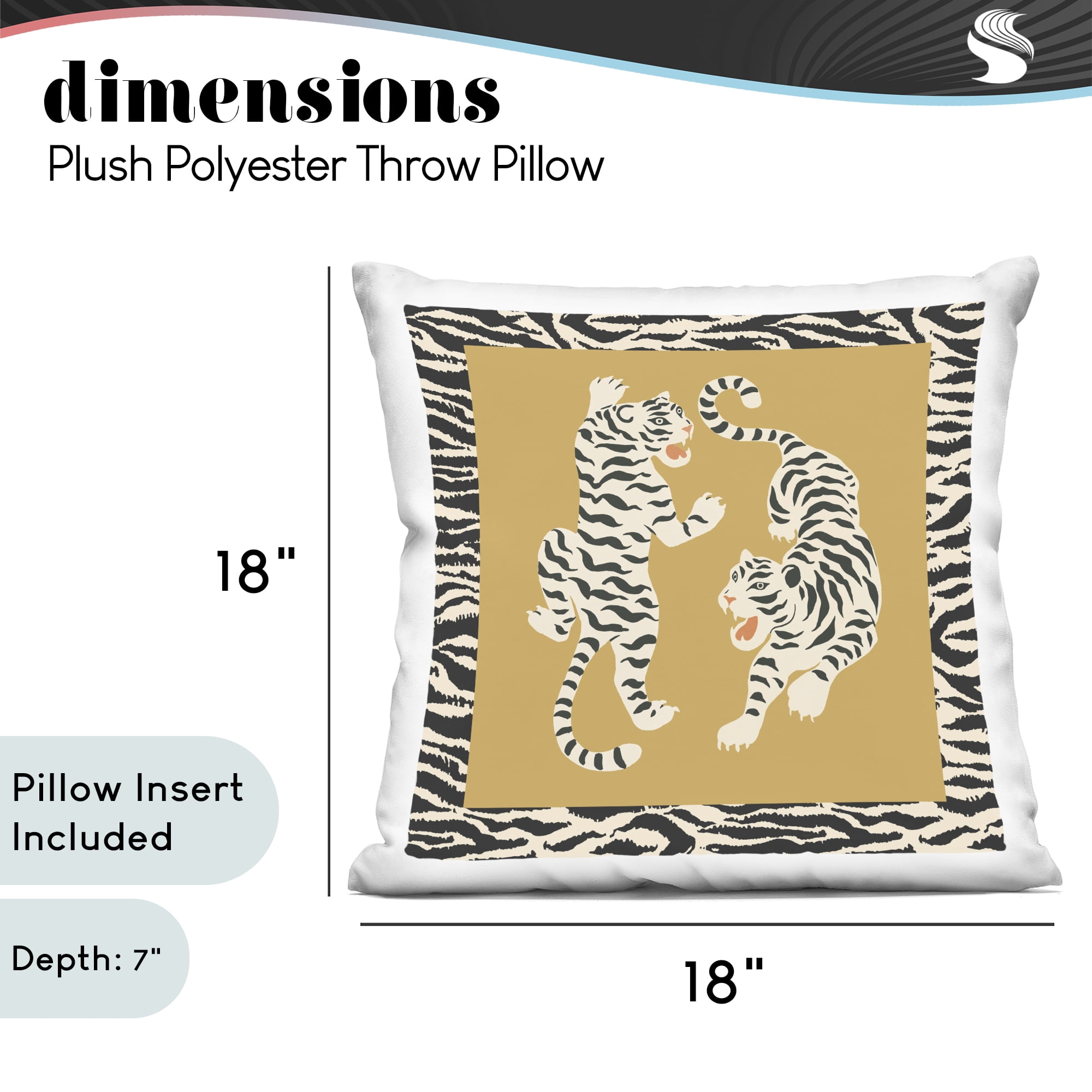 Stupell Industries Boho Twin Tiger Stripes Decorative Printed Throw Pillow, design by Karolina Sato, 18 x 7 x 18