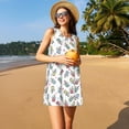 thumbnail image 3 of Easygdp Milk Tea2 para Vestido Transpirable de Mujer, Vestido Suelto de Manga Corta con Pliegues y Bolsillos para el Verano, 3 of 7