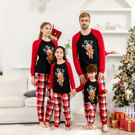 

Christmas Family Matching Pajama Set Reindeer Print Tops + Plaid Pants